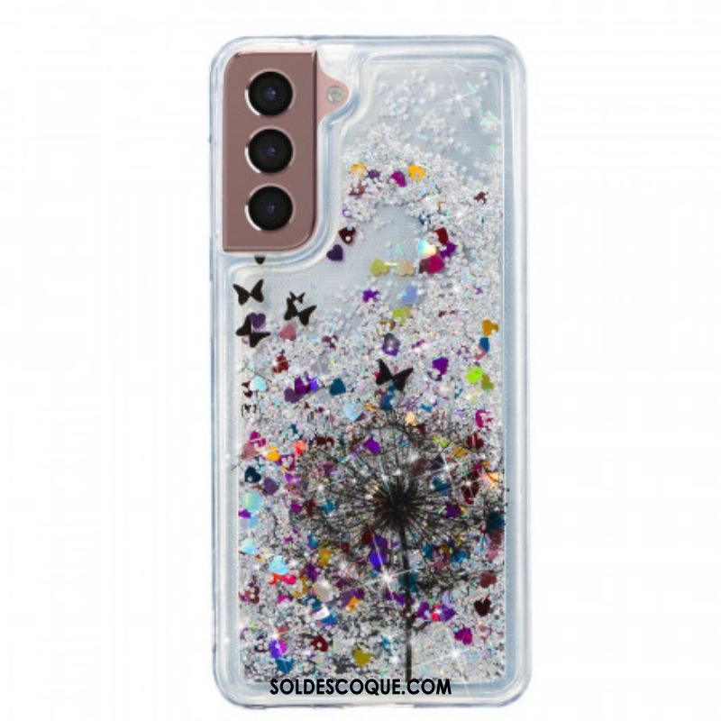 Coque Samsung Galaxy S22 5G Pissenlits Paillettes