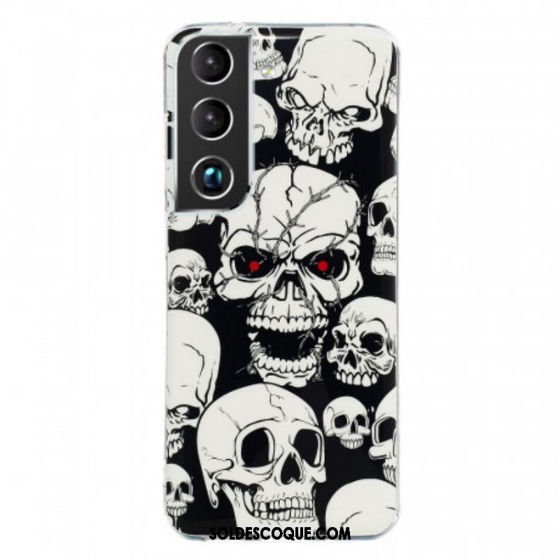 Coque Samsung Galaxy S22 Plus 5G Attention Têtes de Mort Fluorescente