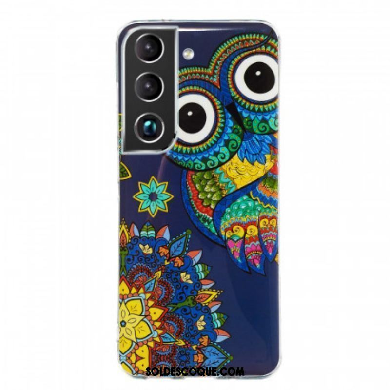 Coque Samsung Galaxy S22 Plus 5G Hibou Mandala Fluorescente