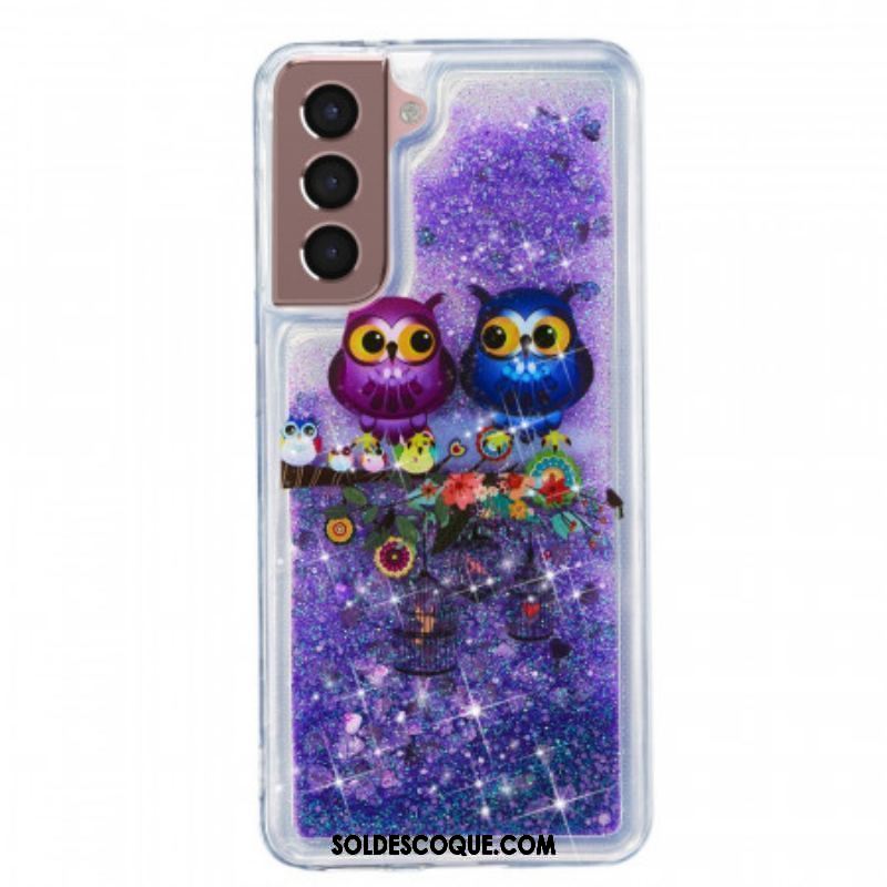 Coque Samsung Galaxy S22 Plus 5G Hiboux Paillettes