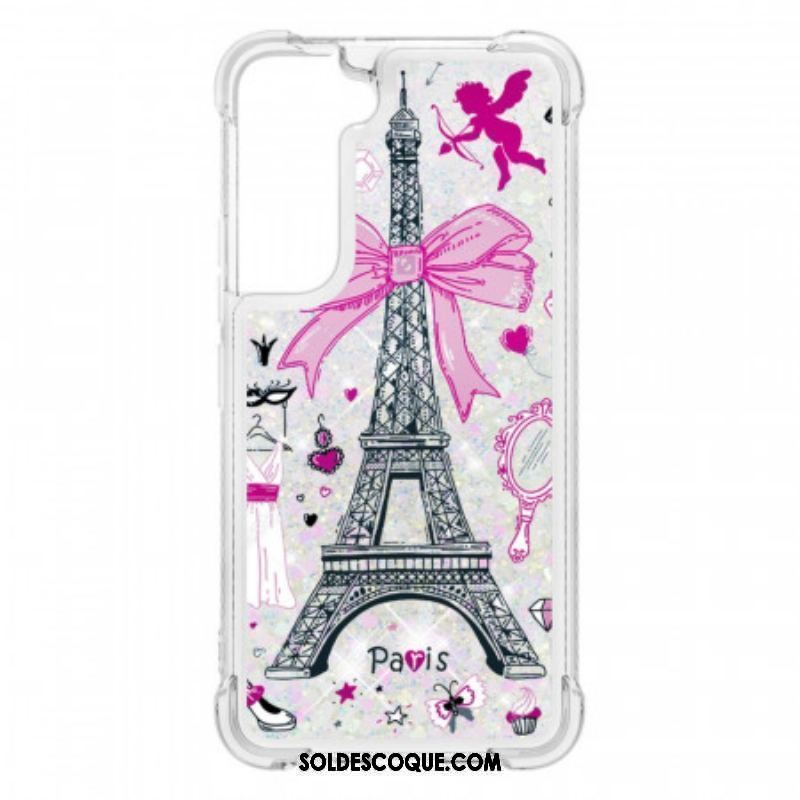 Coque Samsung Galaxy S22 Plus 5G La Tour Eiffel Paillettes