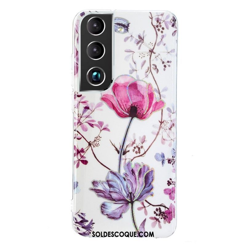 Coque Samsung Galaxy S22 Plus 5G Marbrée Fleurs