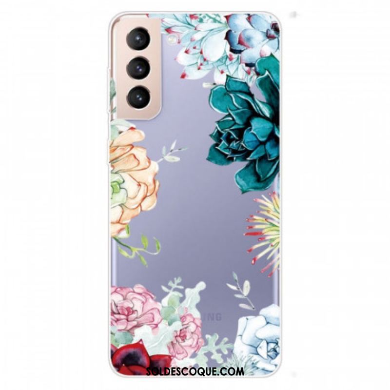 Coque Samsung Galaxy S22 Plus 5G Transparente Fleurs Aquarelle
