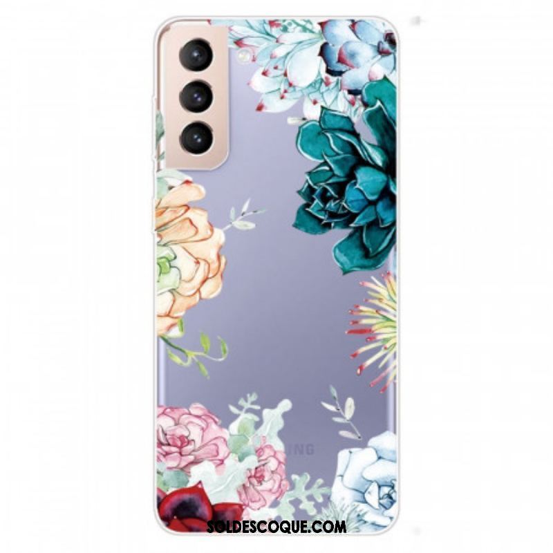 Coque Samsung Galaxy S22 Plus 5G Transparente Fleurs Aquarelle