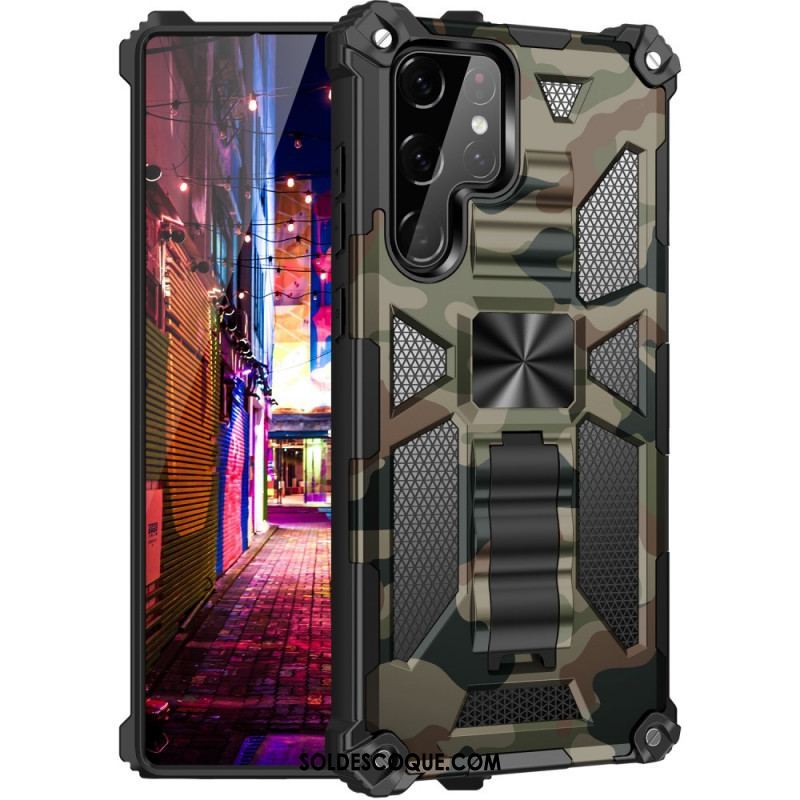 Coque Samsung Galaxy S22 Ultra 5G Camouflage Support Amovible