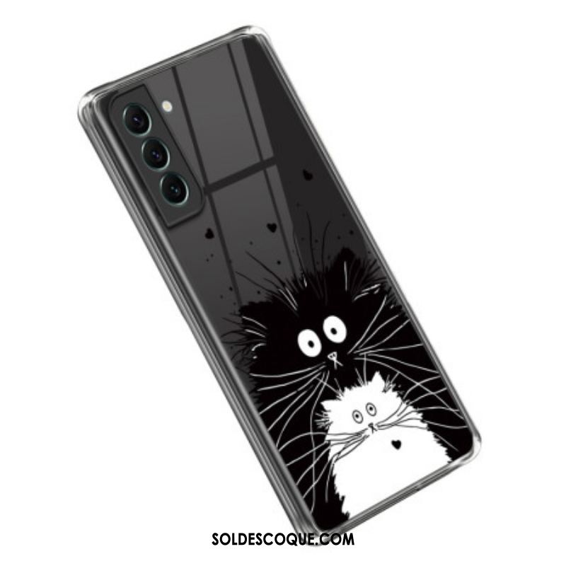 Coque Samsung Galaxy S23 5G Transparente Chat Blanc Chat Noir