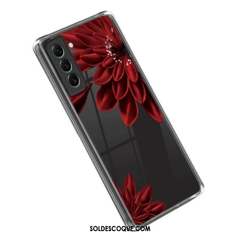 Coque Samsung Galaxy S23 5G Transparente Fleur Rouge