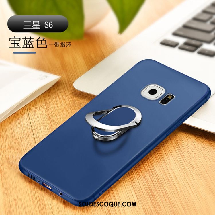 Coque Samsung Galaxy S6 Anneau Incassable Téléphone Portable À Bord Bleu Housse Soldes