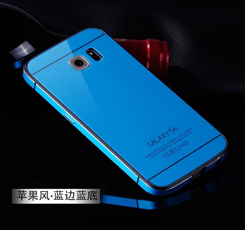 Coque Samsung Galaxy S6 Border Étui Étoile Bleu Métal Pas Cher