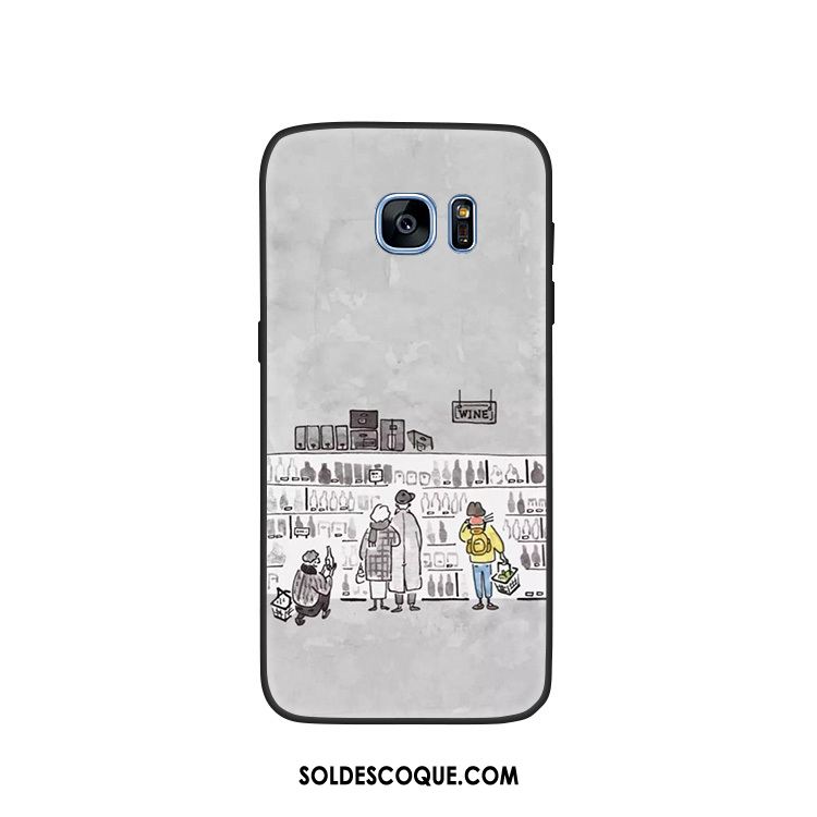 Coque Samsung Galaxy S6 Edge Très Mince Fluide Doux Gris Étoile Petit Pas Cher