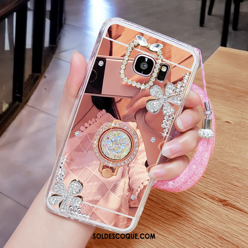 Coque Samsung Galaxy S6 Edge Téléphone Portable Créatif Étoile Or Rose Miroir Housse Soldes