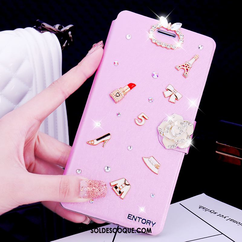 Coque Samsung Galaxy S6 Edge Étoile Incruster Strass Étui En Cuir Téléphone Portable Rose En Ligne