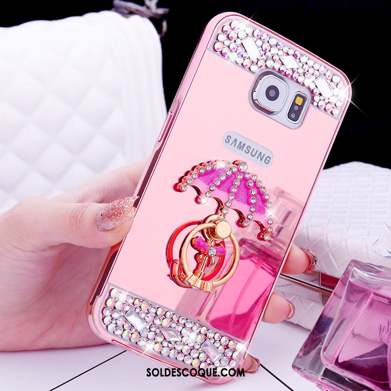 Coque Samsung Galaxy S6 Protection Téléphone Portable Or Rose Anneau Strass En Ligne