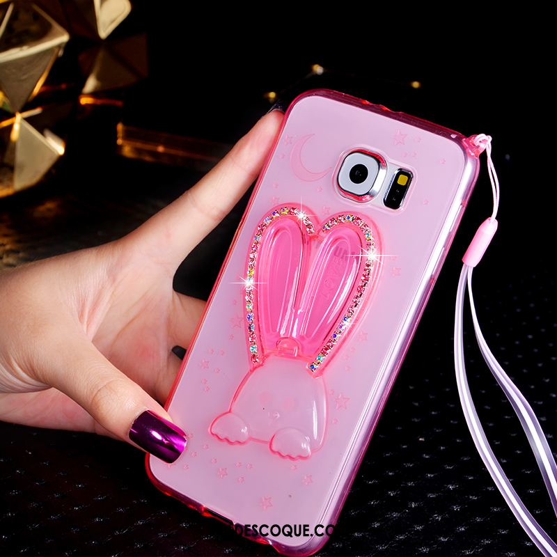 Coque Samsung Galaxy S6 Téléphone Portable Étoile Rose Ornements Suspendus Étui Pas Cher