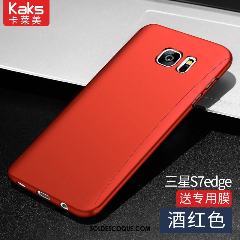 Coque Samsung Galaxy S7 Edge Téléphone Portable Délavé En Daim Vin Rouge Étoile Étui Housse En Vente