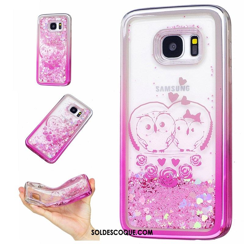 Coque Samsung Galaxy S7 Protection Étoile Étui Rose Téléphone Portable Soldes