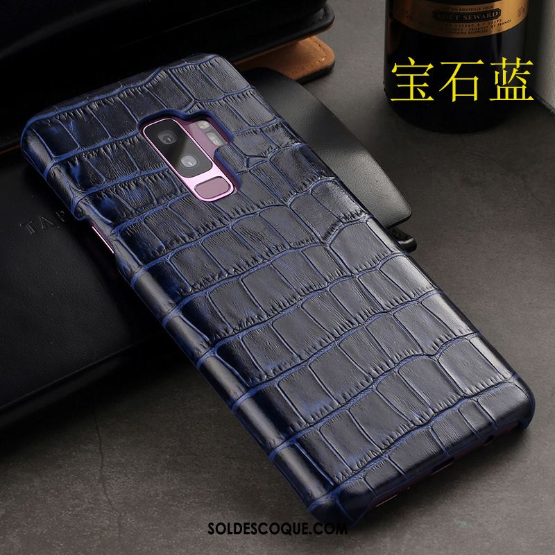 Coque Samsung Galaxy S9+ Business Étui Cuir Véritable Bleu Nouveau Housse En Ligne