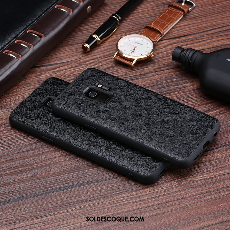 Coque Samsung Galaxy S9 Cuir Véritable Téléphone Portable Protection Incassable Noir France