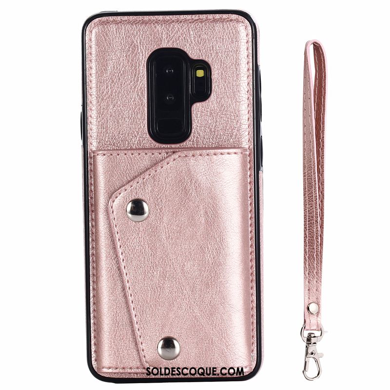 Coque Samsung Galaxy S9+ Sac Carte Téléphone Portable Étui En Cuir Ornements Suspendus Or Rose Pas Cher