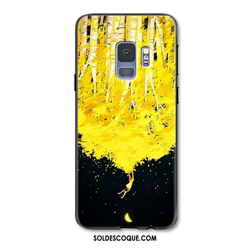 Coque Samsung Galaxy S9 Téléphone Portable Élégant Créatif Gaufrage Jaune Pas Cher