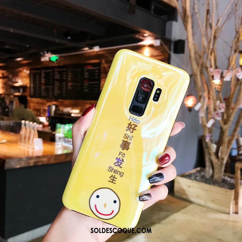 Coque Samsung Galaxy S9+ Étoile Protection Fluide Doux Jaune Silicone Housse Pas Cher