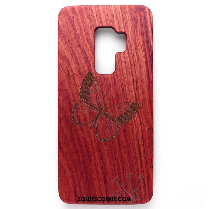 Coque Samsung Galaxy S9 Étui Étoile Gaufrage En Bois Téléphone Portable Pas Cher