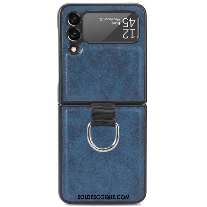 Coque Samsung Galaxy Z Flip 3 5G Style Cuir Vintage avec Anneau