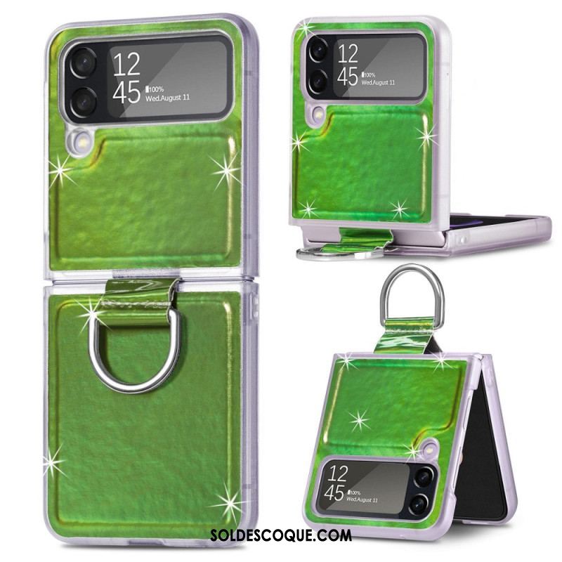 Coque Samsung Galaxy Z Flip 4 Couleurs Électriques et Anneau