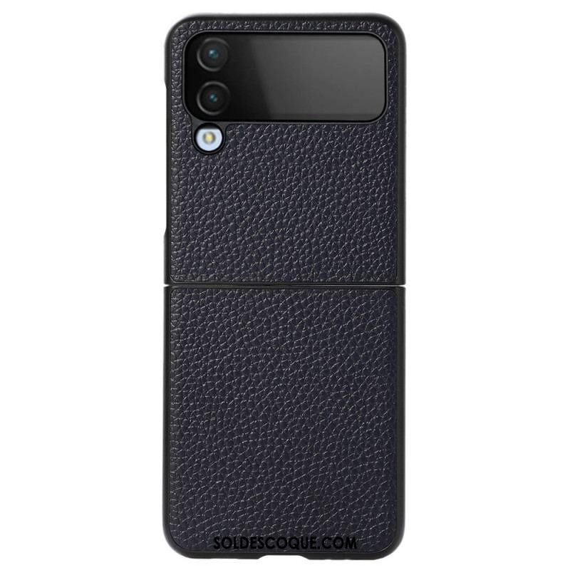 Coque Samsung Galaxy Z Flip 4 Cuir Véritable Litchi