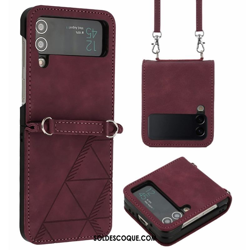 Coque Samsung Galaxy Z Flip 4 Triangles avec Bandoulière