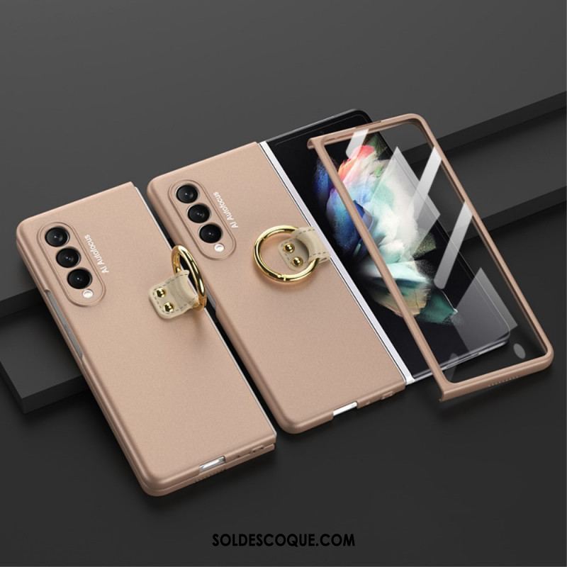 Coque Samsung Galaxy Z Fold 3 5G Anneau-Support et Protecteur Écran GKK