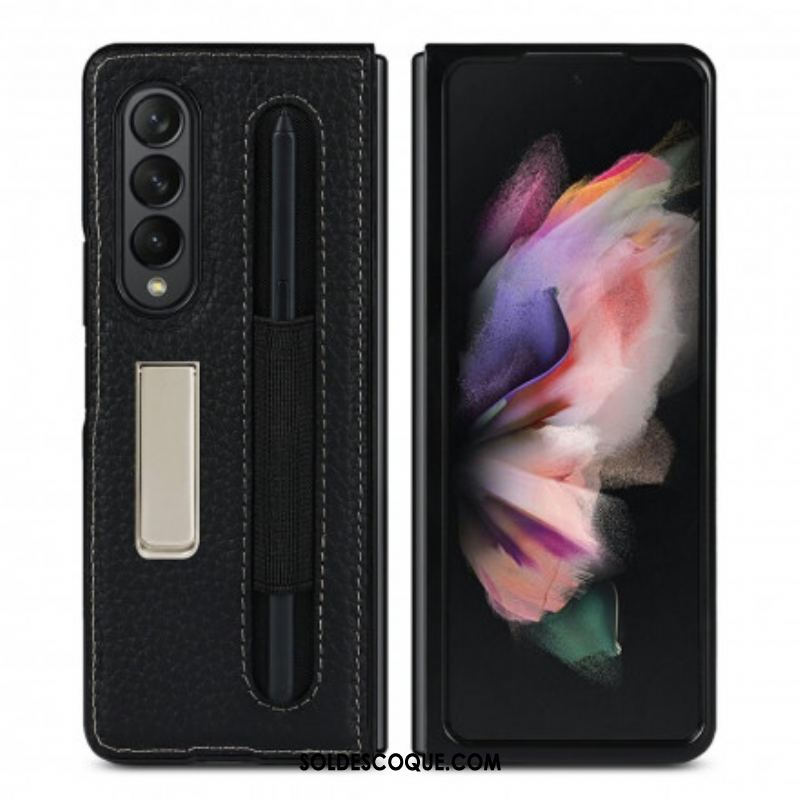 Coque Samsung Galaxy Z Fold 3 5G Cuir Litchi Support