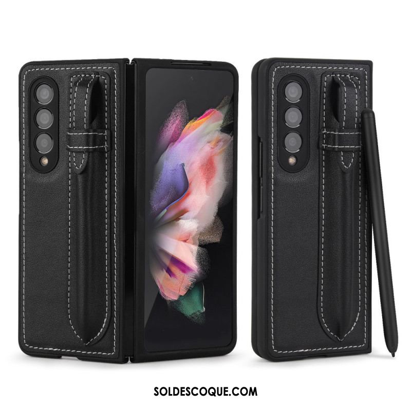 Coque Samsung Galaxy Z Fold 3 5G Cuir Véritable Porte-Stylet