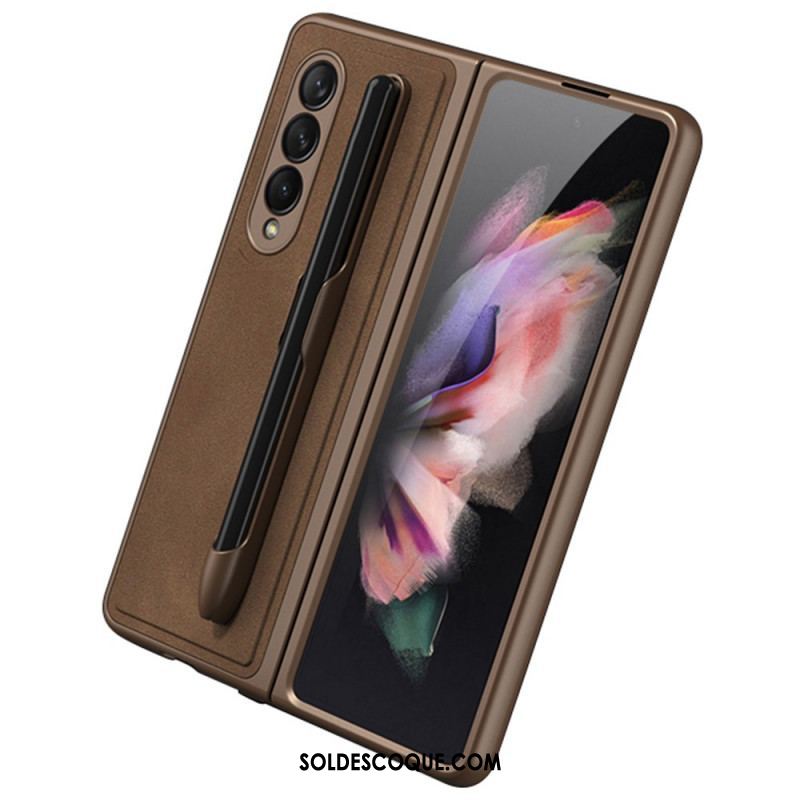 Coque Samsung Galaxy Z Fold 3 5G Effet Cuir Porte-Stylet GKK