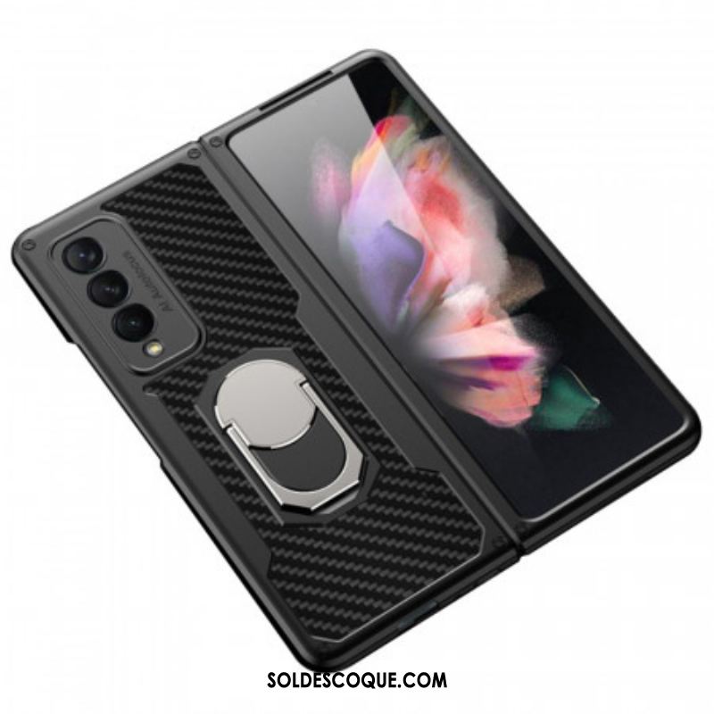 Coque Samsung Galaxy Z Fold 3 5G Fibre Carbone Anneau-Support GKK