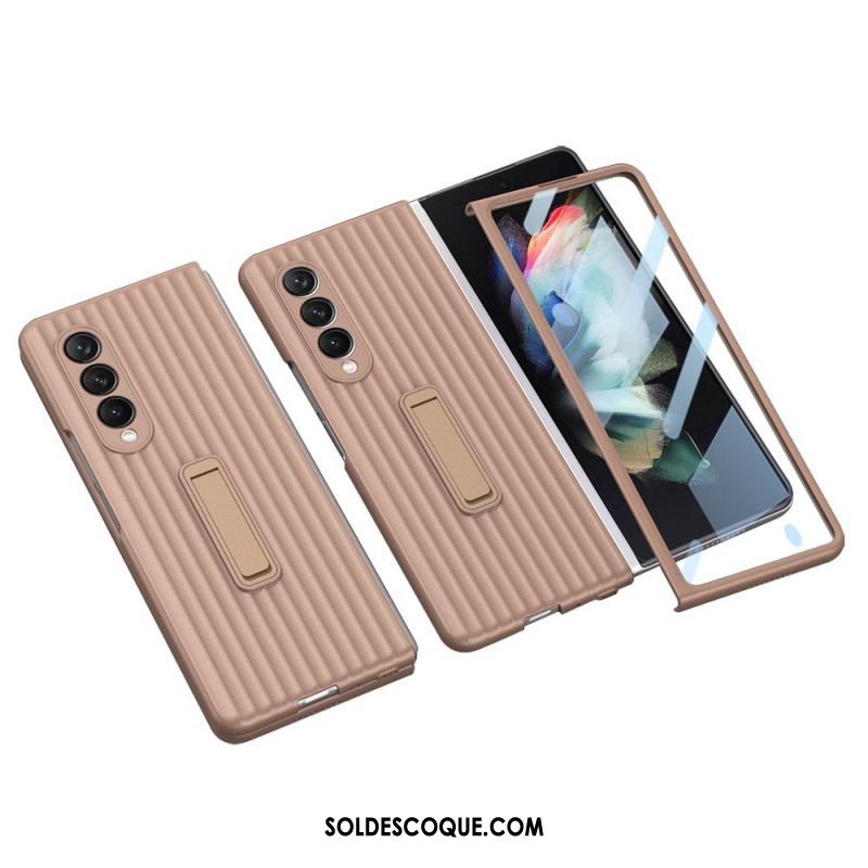 Coque Samsung Galaxy Z Fold 3 5G Texturée Support et Protecteur Écran GKK