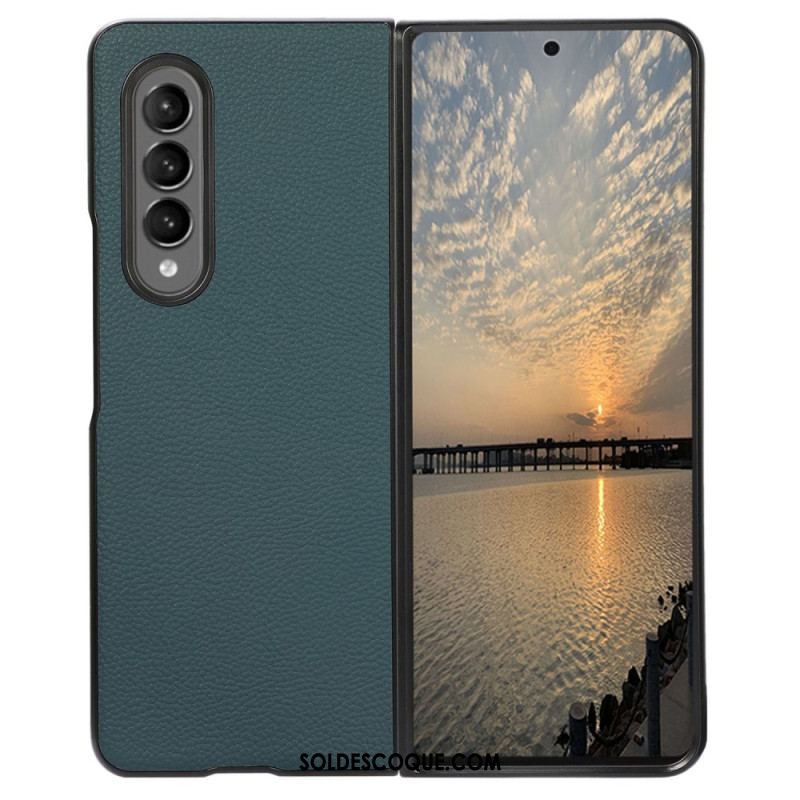 Coque Samsung Galaxy Z Fold 4 Simili Cuir Litchi Effet Rétro