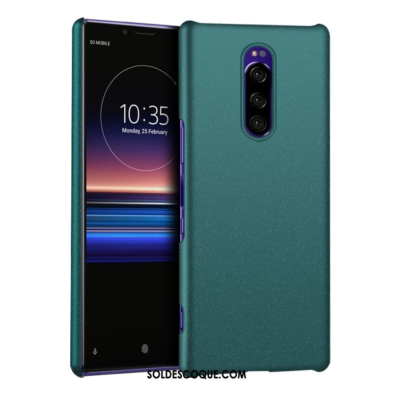 Coque Sony Xperia 1 Délavé En Daim Téléphone Portable Incassable Vert Protection Pas Cher