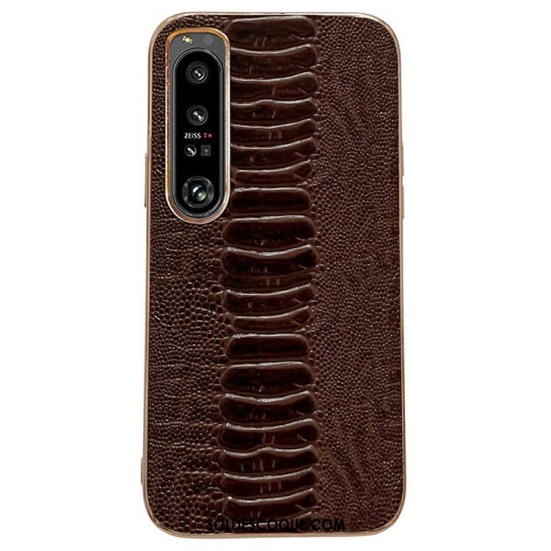 Coque Sony Xperia 1 IV Cuir Véritable Style Crocodile