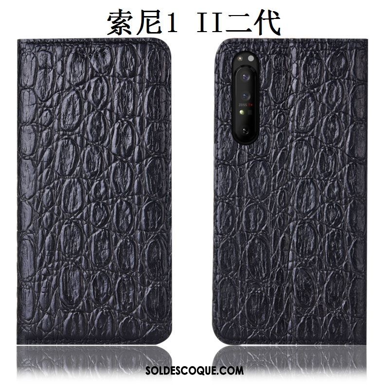 Coque Sony Xperia 1 Ii Incassable Cuir Véritable Protection Modèle Fleurie Noir Soldes