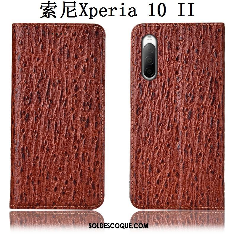 Coque Sony Xperia 10 Ii Protection Téléphone Portable Cuir Véritable Oiseau Incassable En Ligne