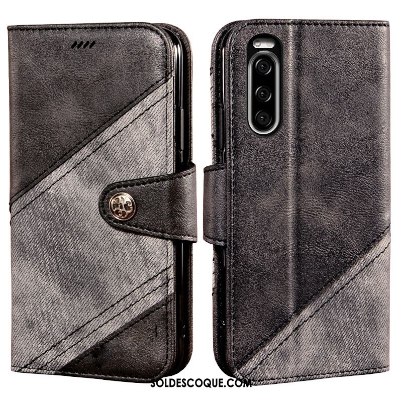 Coque Sony Xperia 5 Carte Noir Étui En Cuir Protection Fluide Doux En Vente