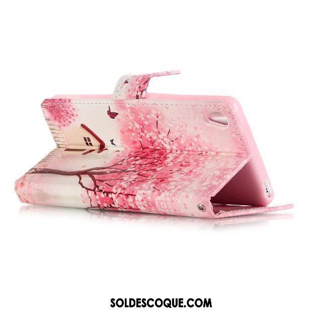 Coque Sony Xperia E5 Rose Étui En Cuir Téléphone Portable Protection Soldes