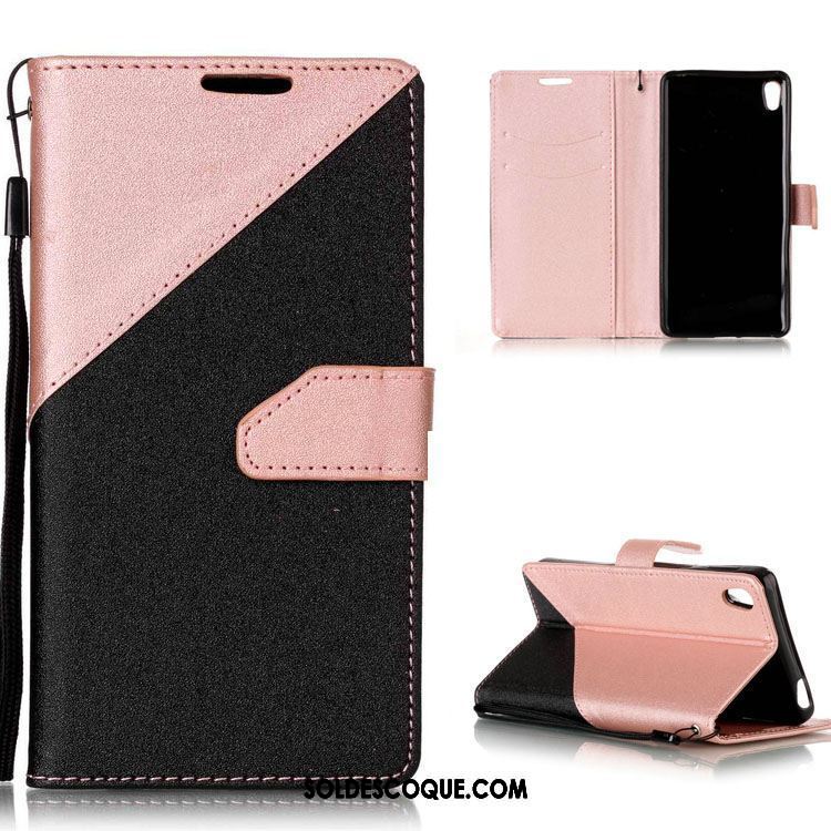 Coque Sony Xperia E5 Téléphone Portable Épissure Modèle Fleurie Rose Étui En Cuir Soldes