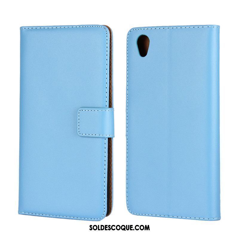 Coque Sony Xperia L1 Bleu Téléphone Portable Cuir Véritable Carte Étui En Cuir Pas Cher
