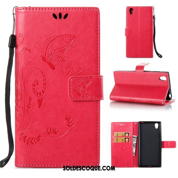 Coque Sony Xperia L1 Ornements Suspendus Étui En Cuir Fluide Doux Silicone Rouge Soldes