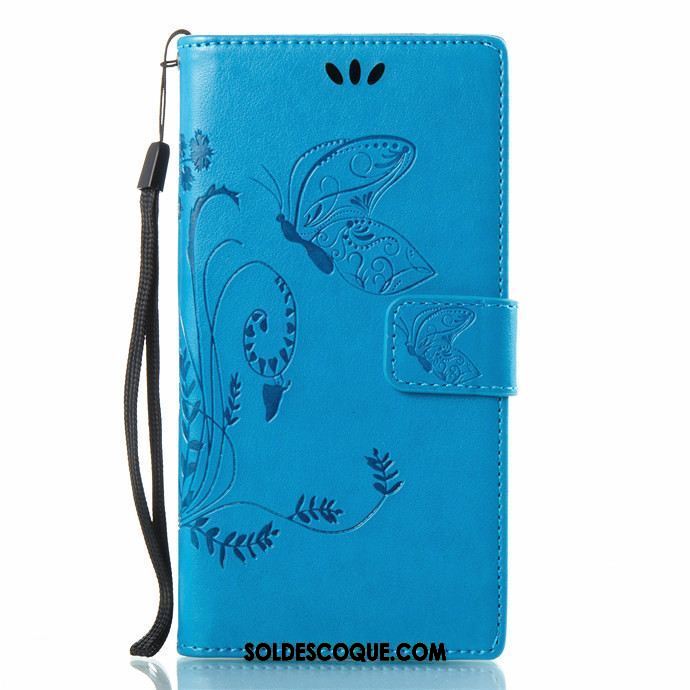 Coque Sony Xperia L1 Étui En Cuir Bleu Fluide Doux Protection Ornements Suspendus Pas Cher