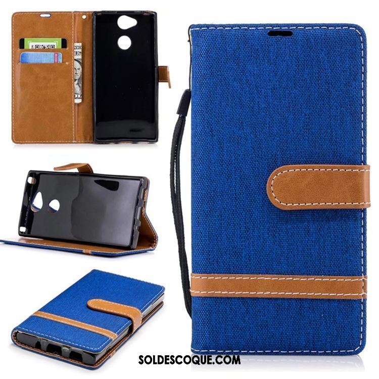 Coque Sony Xperia L2 Incassable En Denim Pure Étui En Cuir Support France