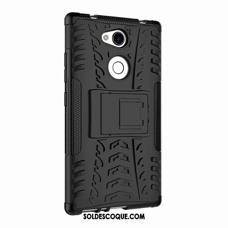 Coque Sony Xperia L2 Protection Membrane Tempérer Support Noir Pas Cher