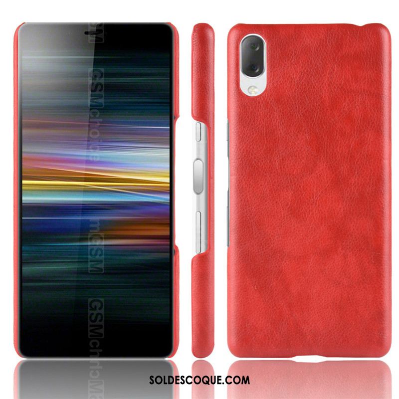 Coque Sony Xperia L3 Étui Incassable Délavé En Daim Cuir Rouge Pas Cher